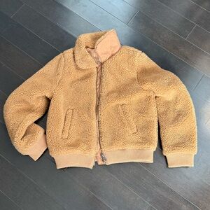 Cozy Tan Sherpa Zip-Up Jacket